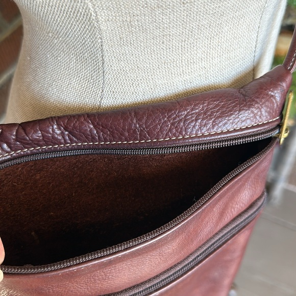 Vintage Tanners Creek dark brown leather lightweight crossbody bag/purse - Picture 4 of 7